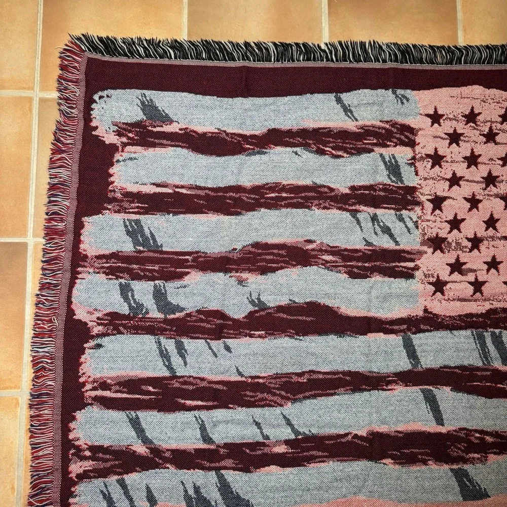 American Flag Vintage Tapestry Throw Blanket Patriotic USA Northwest Company - Picture 10 of 14